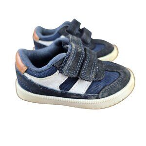 Cat & Jack Boys‎ Navy & White Sneakers With Hook & Loop Straps Size 5
